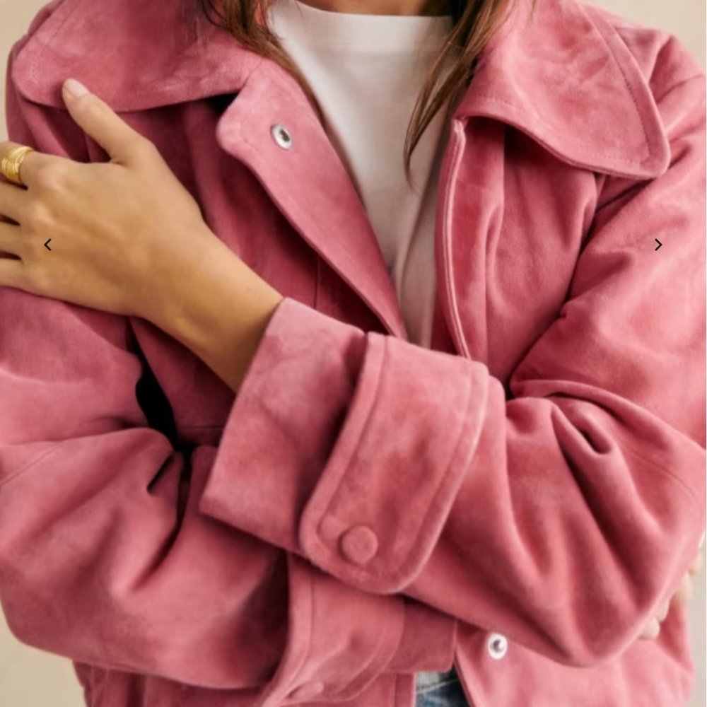 SOLD // Sézane NWT Nelson Jacket in Rosewood Suede Size 40/US 8 - Picture 2 of 7